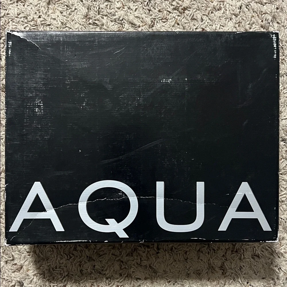 Aqua SWEET Faux Leather Square Toe Block Heel Sandals, Size 8.5, NEW in Box